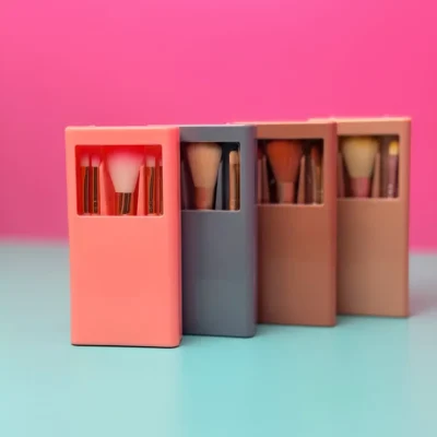 ست براش آرایشی ۵ تکه آینه‌دار مدل Travel Kit قابل حمل